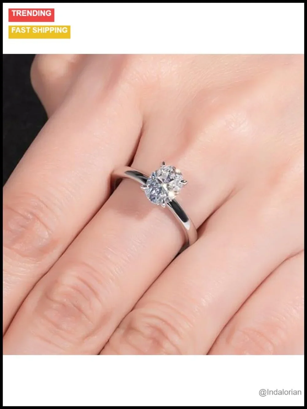 1.5CT Oval Moissanite Engagement Ring 925 Sterling Silver VVS1 D Color